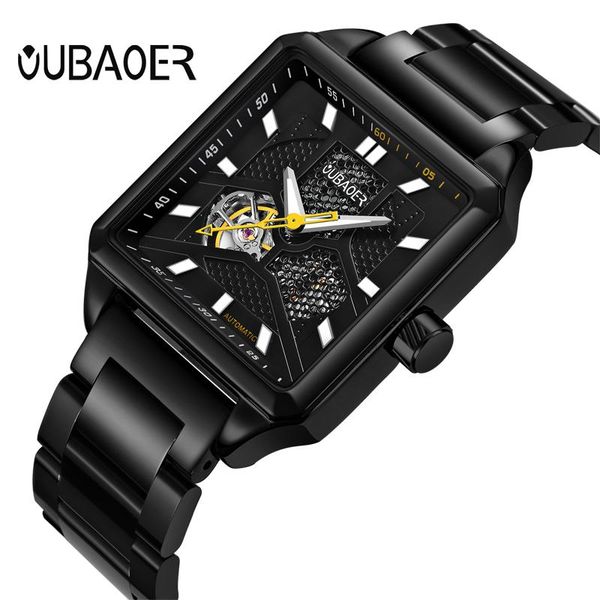 oubaoer automatic mechanical watch men black skeleton business watches male rectangle stainless steel wristwatches, Slivery;brown
oubaoer automatic mechanical watch men black skeleton business watches male rectangle stainless steel wristwatches, Slivery;brown