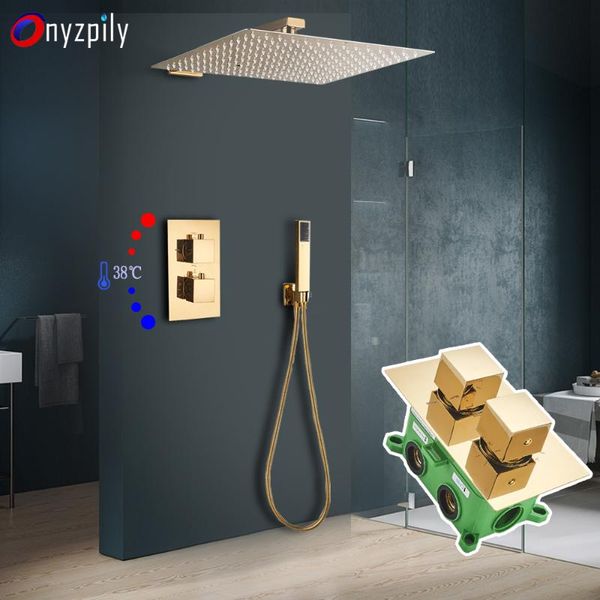 golden thermostatic rainfall shower 8''10''12'' embedded box mixer valve wall mount hand bathroom water tap se 
golden thermostatic rainfall shower 8''10''12'' embedded box mixer valve wall mount hand bathroom water tap se