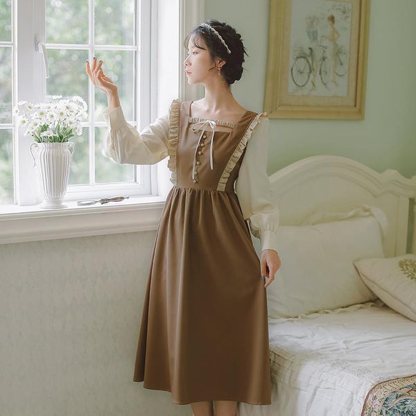 casual dresses 2 colors cottage style women prairie dress vintage bow ruffles long sleeve mori girl retro housemaid cosplay vestido, Black;gray
casual dresses 2 colors cottage style women prairie dress vintage bow ruffles long sleeve mori girl retro housemaid cosplay vestido, Black;gray