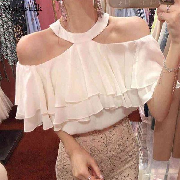 korean chic off shoulder halter chiffon shirts woman fashion short sleeve summer lady sweet solid loose blouses 14076 210512, White
korean chic off shoulder halter chiffon shirts woman fashion short sleeve summer lady sweet solid loose blouses 14076 210512, White
