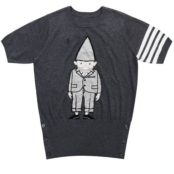 ins super spring / summer 2019 korean tb little old man inlaid pattern short sleeve t-shirt fashion, White
ins super spring / summer 2019 korean tb little old man inlaid pattern short sleeve t-shirt fashion, White