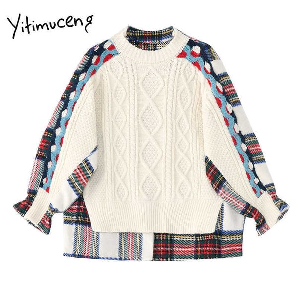 yitimuceng fake 2 piece sweater women splicing winter clothes plaid pullovers o-neck long sleeve fall knitted striped 210601, White
yitimuceng fake 2 piece sweater women splicing winter clothes plaid pullovers o-neck long sleeve fall knitted striped 210601, White