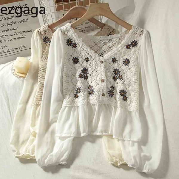 ezgaga women blouse autumn flower embroidery v-neck hollow out long lantern sleeve shirts chiffon button office lady elegant 210410, White
ezgaga women blouse autumn flower embroidery v-neck hollow out long lantern sleeve shirts chiffon button office lady elegant 210410, White