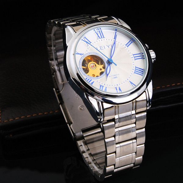 automatic mechanical watch men's high grade stainless steel hollow, Slivery;brown
automatic mechanical watch men's high grade stainless steel hollow, Slivery;brown