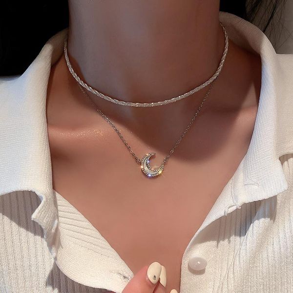 chains 2pcs/set entry lux bling silver plated necklace women korea simple delicate rhinestone moon for by-288
chains 2pcs/set entry lux bling silver plated necklace women korea simple delicate rhinestone moon for by-288