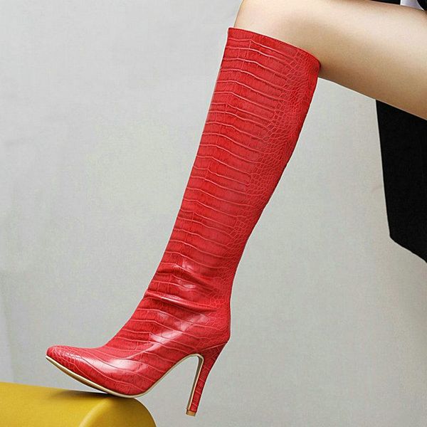 boots artificial crocodile pattern pu winter women knee high thin bottom 10cm heel ladies long with zipper, Black
boots artificial crocodile pattern pu winter women knee high thin bottom 10cm heel ladies long with zipper, Black