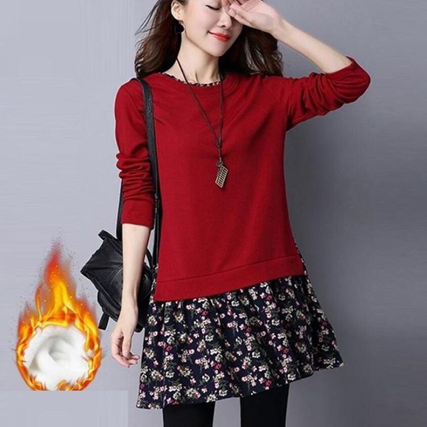 autumn winter women plush warm sweatershirt dress female plus size 3xl 4xl 5xl floral patchwork pleated shirt dresses vestidos casual, Black;gray
autumn winter women plush warm sweatershirt dress female plus size 3xl 4xl 5xl floral patchwork pleated shirt dresses vestidos casual, Black;gray