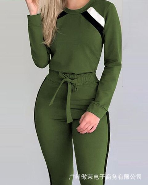 women's two piece pants 2021 autumn fashion green leisure suit, White 
women's two piece pants 2021 autumn fashion green leisure suit, White