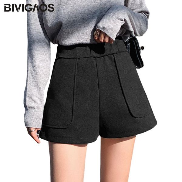 women's shorts bivigaos 2021 autumn winter women woolen elastic high waist a-line wide leg loose casual black boots, White;black
women's shorts bivigaos 2021 autumn winter women woolen elastic high waist a-line wide leg loose casual black boots, White;black