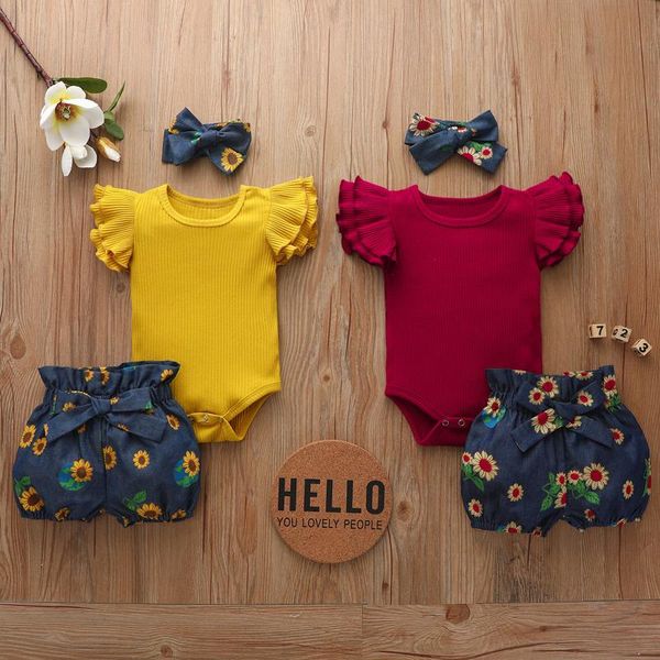 3pcs baby girls clothes sets infant sleeve floral print romper shorts bowknot hairband outfits kids clothing, White
3pcs baby girls clothes sets infant sleeve floral print romper shorts bowknot hairband outfits kids clothing, White