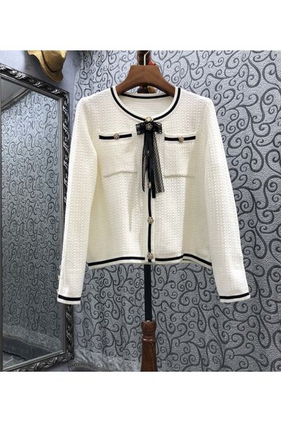 bow double pocket short knitted cardigan womens clothes autumn european and american new versatile 9w, Black
bow double pocket short knitted cardigan womens clothes autumn european and american new versatile 9w, Black
