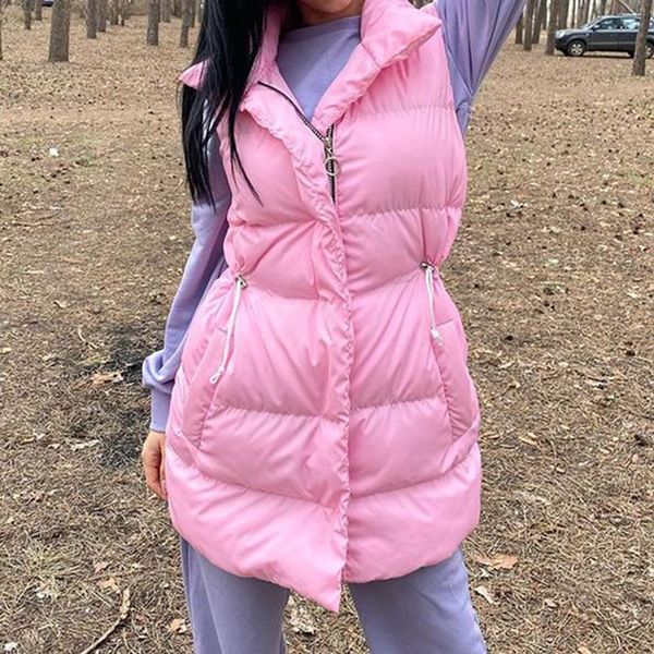 women's vests agong solid stand collar women fashion zipper coats elegant long cotton collected waisted female ladies, Black;white
women's vests agong solid stand collar women fashion zipper coats elegant long cotton collected waisted female ladies, Black;white