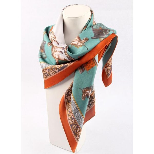 scarves vintage print 100% silk scarf shawl horse wraps for women head hijab square 35", Blue;gray
scarves vintage print 100% silk scarf shawl horse wraps for women head hijab square 35", Blue;gray