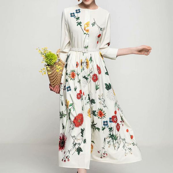 dress spring retro-ethnic style printing flower self-cultivation temperament mid-length dressed in quality women's clothes, Black;gray
dress spring retro-ethnic style printing flower self-cultivation temperament mid-length dressed in quality women's clothes, Black;gray