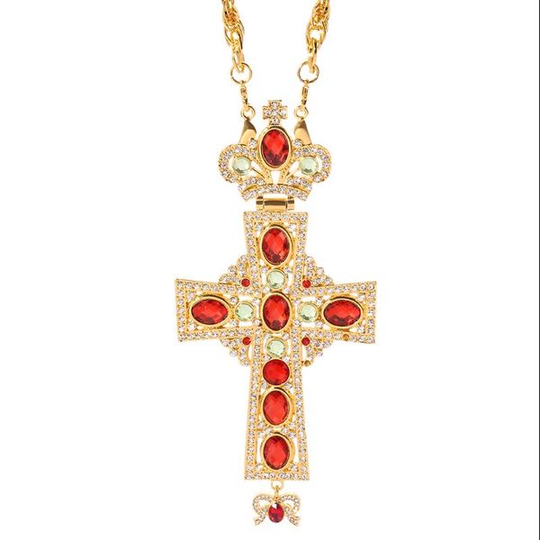 pendant necklaces church orthodox jewelry cross necklace religious alloy crafts with crystal long chain, Silver
pendant necklaces church orthodox jewelry cross necklace religious alloy crafts with crystal long chain, Silver