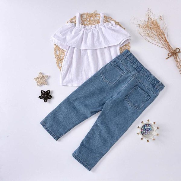 clothing sets summer clothes stylish girl's two-piece beaded jeans with one shoulder strap kids girls meisjes kleding girl, White
clothing sets summer clothes stylish girl's two-piece beaded jeans with one shoulder strap kids girls meisjes kleding girl, White