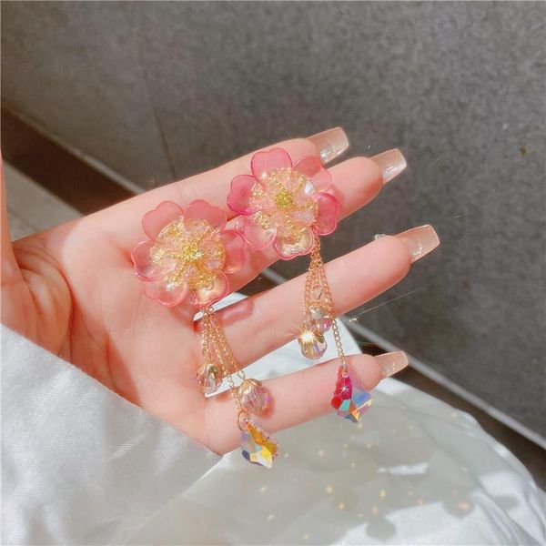 dangle & chandelier korean elegant pink flower drop earrings for women ladies pearl chain tassels fashion crystal tassel summer holiday jewe, Silver
dangle & chandelier korean elegant pink flower drop earrings for women ladies pearl chain tassels fashion crystal tassel summer holiday jewe, Silver
