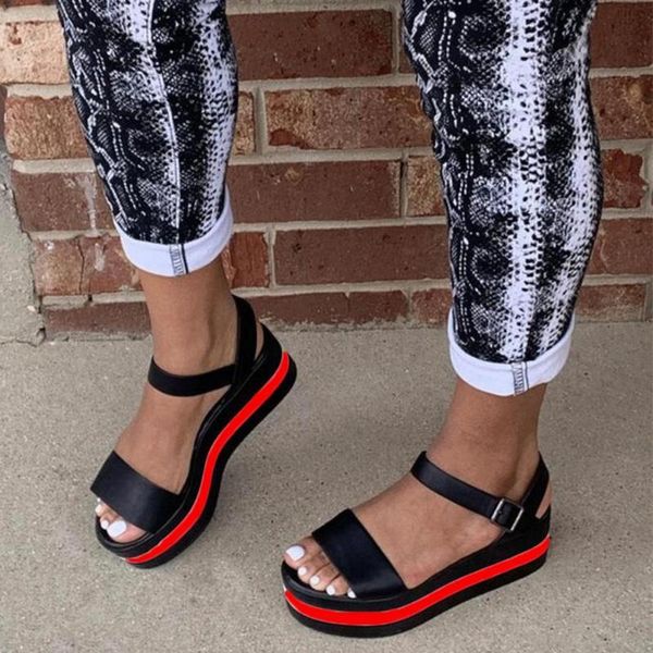 sandals women platform increase ankle buckle female mixed color casual outdoor beach summer flat, Black
sandals women platform increase ankle buckle female mixed color casual outdoor beach summer flat, Black