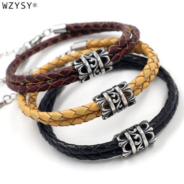 charm bracelets double skin leather wrapped bracelet titanium steel pendant extended chain woven rope jewelry for men and women, Golden;silver
charm bracelets double skin leather wrapped bracelet titanium steel pendant extended chain woven rope jewelry for men and women, Golden;silver