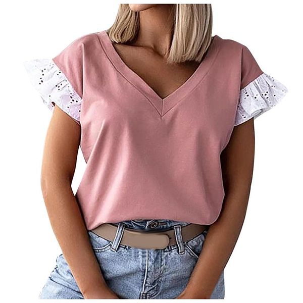 women's t-shirt koszulki damskie tee shirt femme plus size summer t women solid colors loose short-sleeved v-neck, White
women's t-shirt koszulki damskie tee shirt femme plus size summer t women solid colors loose short-sleeved v-neck, White
