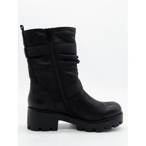 boots thick heel ankle for women with front lace-up side zipper handsome daily round head, Black
boots thick heel ankle for women with front lace-up side zipper handsome daily round head, Black