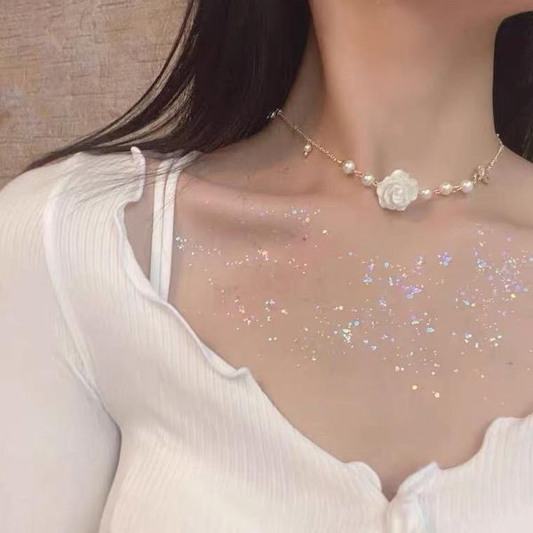 pendant necklaces retro super fairy pearl rose flower bow necklace clavicle chain choker female accessories for women, Silver
pendant necklaces retro super fairy pearl rose flower bow necklace clavicle chain choker female accessories for women, Silver