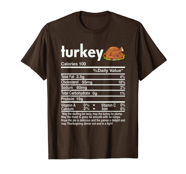 thanksgiving turkey nutritional facts gift t-shirt, White;black 
thanksgiving turkey nutritional facts gift t-shirt, White;black