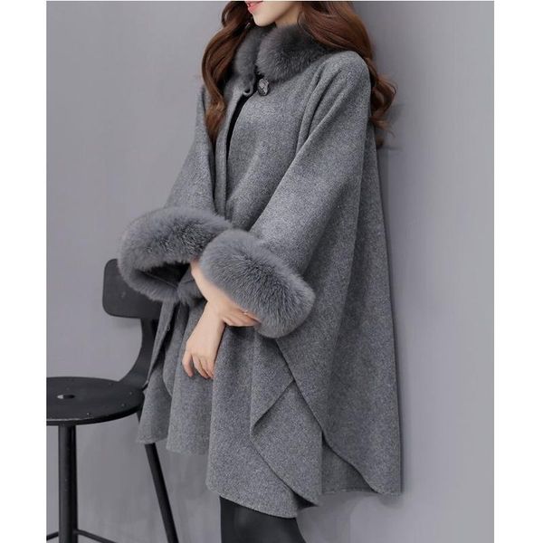 women's wool & blends 2021 autumn and winter fashion long blend coats temperament female cape shawl 2 colors, Black
women's wool & blends 2021 autumn and winter fashion long blend coats temperament female cape shawl 2 colors, Black