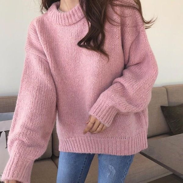 women's sweaters 5 colors 2021 autumn women loose pink oversized sweater casual lantern sleeve pullovers korean knitted sweatr girls ju, White;black
women's sweaters 5 colors 2021 autumn women loose pink oversized sweater casual lantern sleeve pullovers korean knitted sweatr girls ju, White;black