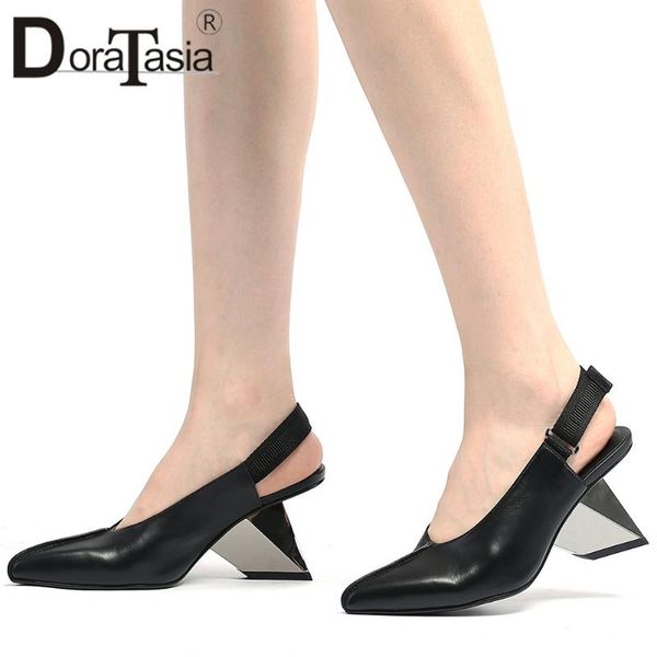 genuine leather female summer sandals brand women back strap striped style strange fashion shoes woman, Black
genuine leather female summer sandals brand women back strap striped style strange fashion shoes woman, Black