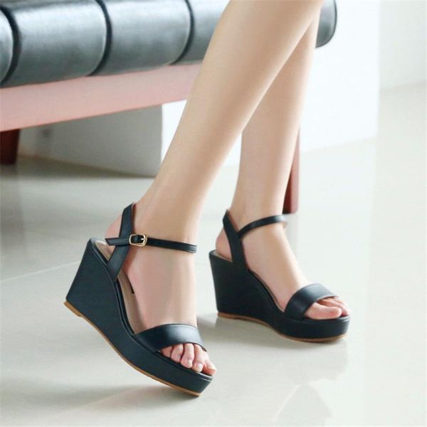 sandals women's fish mouth wedge summer concise ankle buckle platform high heels shoes woman open toe pu leather fashion, Black
sandals women's fish mouth wedge summer concise ankle buckle platform high heels shoes woman open toe pu leather fashion, Black