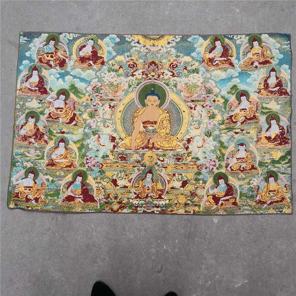 china old tibet silk thang ka like hanging painting fengshui tibetan holy buddha in eighteen buddhas god statue portrait, Brown
china old tibet silk thang ka like hanging painting fengshui tibetan holy buddha in eighteen buddhas god statue portrait, Brown
