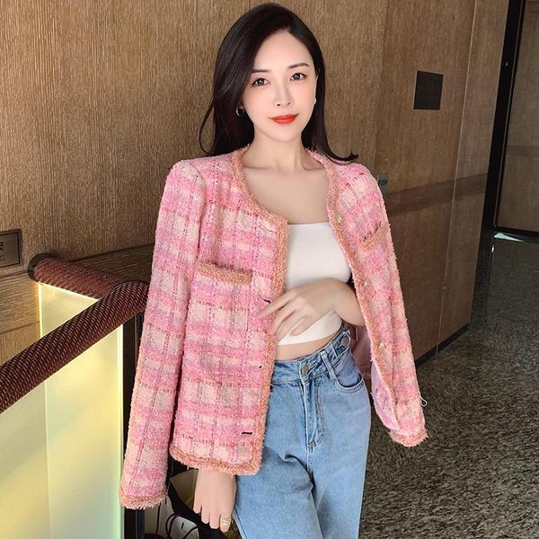 women's jackets runway fall winter french plaid pink chic tweed woolen coat suit jacket casaco outwear, Black;brown
women's jackets runway fall winter french plaid pink chic tweed woolen coat suit jacket casaco outwear, Black;brown