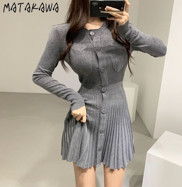 matakawa knitted sweater dress autumn sweet high waist temperament above knee, mini women dress slim black pleated vestidos 210513, Black;gray
matakawa knitted sweater dress autumn sweet high waist temperament above knee, mini women dress slim black pleated vestidos 210513, Black;gray