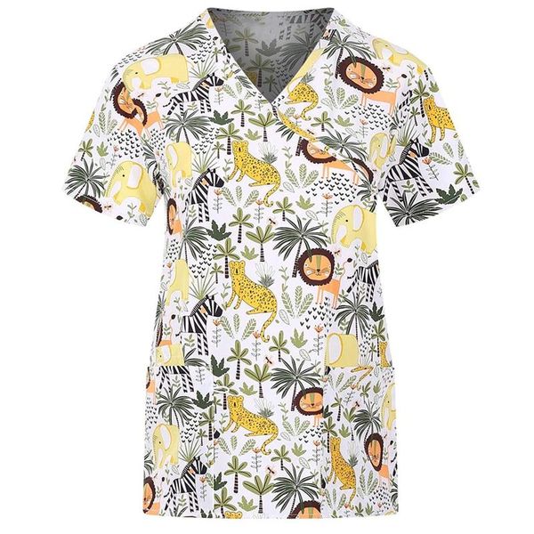 uniform women plant printed working 2021 summer casual short sleeve pocket v-neck carer uniforme women's t-shirt, White
uniform women plant printed working 2021 summer casual short sleeve pocket v-neck carer uniforme women's t-shirt, White