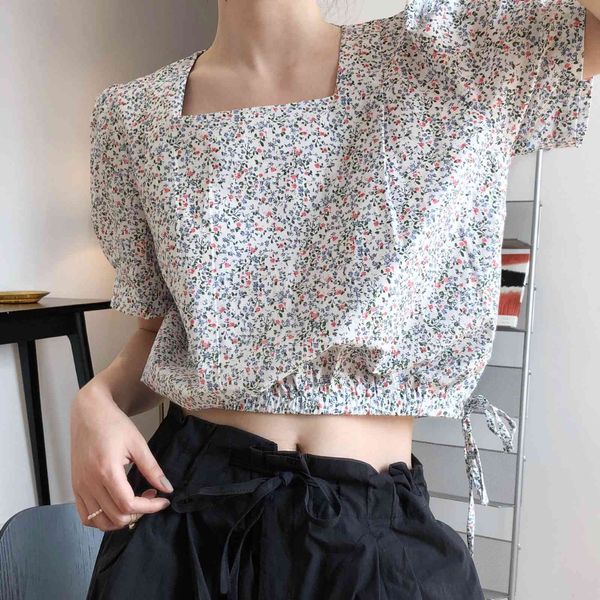 women's t-shirt french square neck small floral t-shirt summer casual pullovers fashion bubble sleeve short qb0v, White
women's t-shirt french square neck small floral t-shirt summer casual pullovers fashion bubble sleeve short qb0v, White
