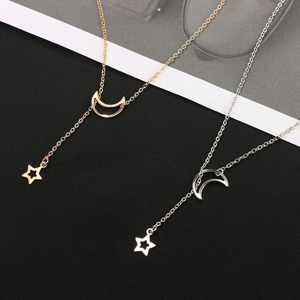 fashion simple personality european and american moon star necklace alloy long pendant female necklaces, Silver
fashion simple personality european and american moon star necklace alloy long pendant female necklaces, Silver