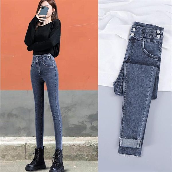 european and american high-waist jeans women's slim slimming spring nine-point pencil pants tight-fitting women, Blue
european and american high-waist jeans women's slim slimming spring nine-point pencil pants tight-fitting women, Blue