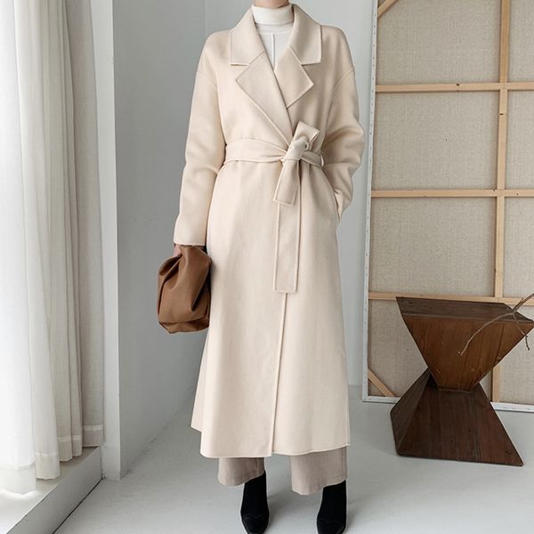 with women lapel long neck and belt ladies black oversize coat double-sided 100% wool qr2
with women lapel long neck and belt ladies black oversize coat double-sided 100% wool qr2