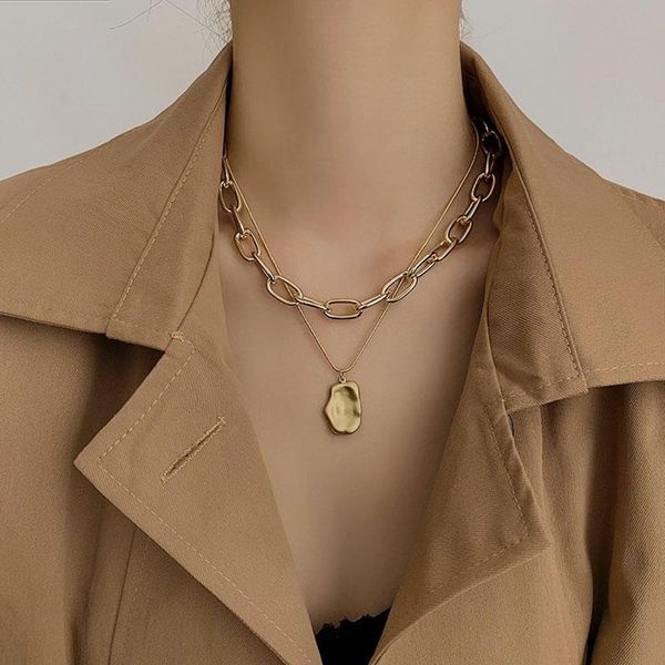simple design decoration metal chain for women 2021 double-layer gold color stainless steel long choker clavicle necklace pendant necklaces, Silver
simple design decoration metal chain for women 2021 double-layer gold color stainless steel long choker clavicle necklace pendant necklaces, Silver