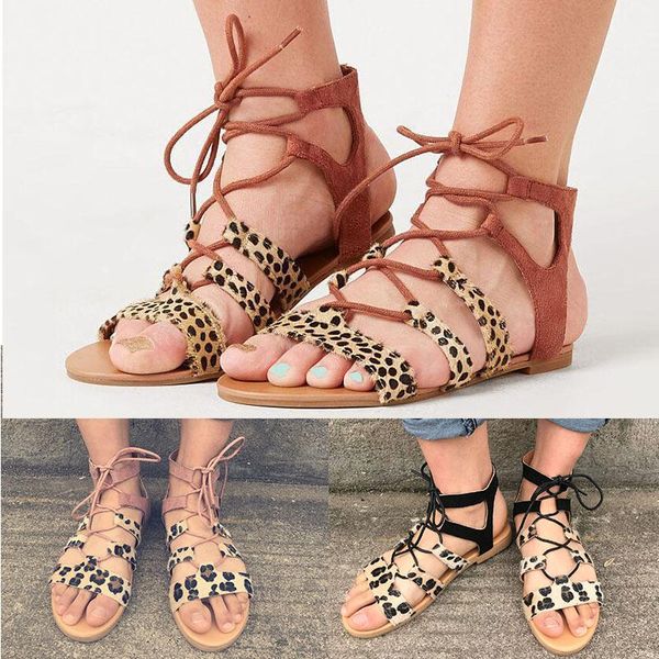 women's sandals ladies fashion open toe flat leopard casual roman style soft beach summer female shoes size 35-43, Black
women's sandals ladies fashion open toe flat leopard casual roman style soft beach summer female shoes size 35-43, Black
