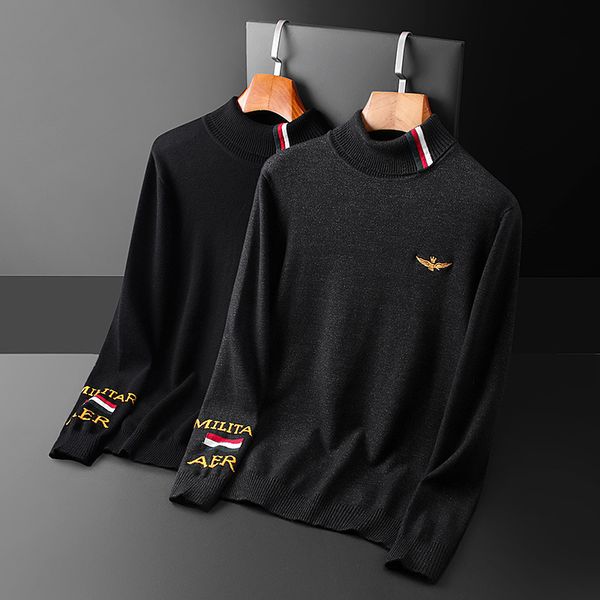 boutique sweater men's knitwear fashion versatile high collar thick embroidery autumn and winter korean thread clothing, White;black
boutique sweater men's knitwear fashion versatile high collar thick embroidery autumn and winter korean thread clothing, White;black