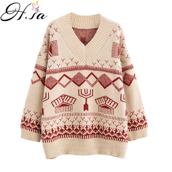 h.sa women chic sweater and pullovers for spring autumn v neck retro vintage geometric loose jumpers oversized pull jumper femme 210417, White;black
h.sa women chic sweater and pullovers for spring autumn v neck retro vintage geometric loose jumpers oversized pull jumper femme 210417, White;black