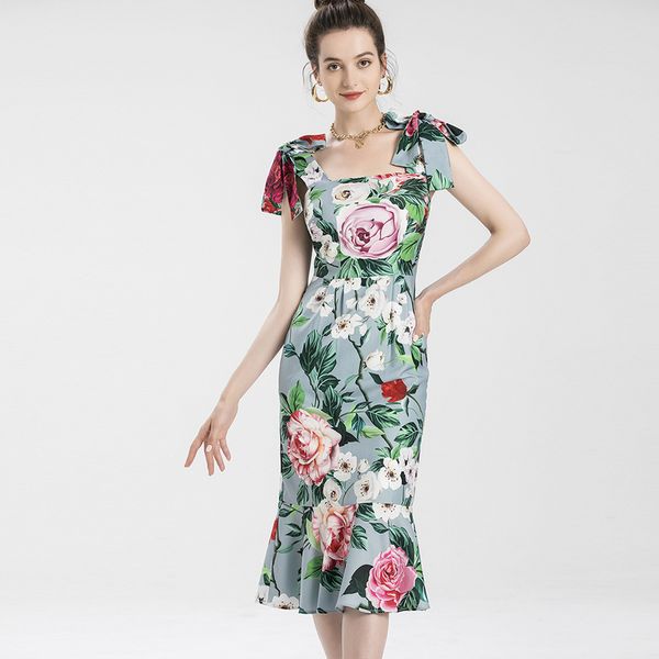 women's runway dresses spaghetti straps lace up bow floral printed ruffles fashion casual dress, Black
women's runway dresses spaghetti straps lace up bow floral printed ruffles fashion casual dress, Black