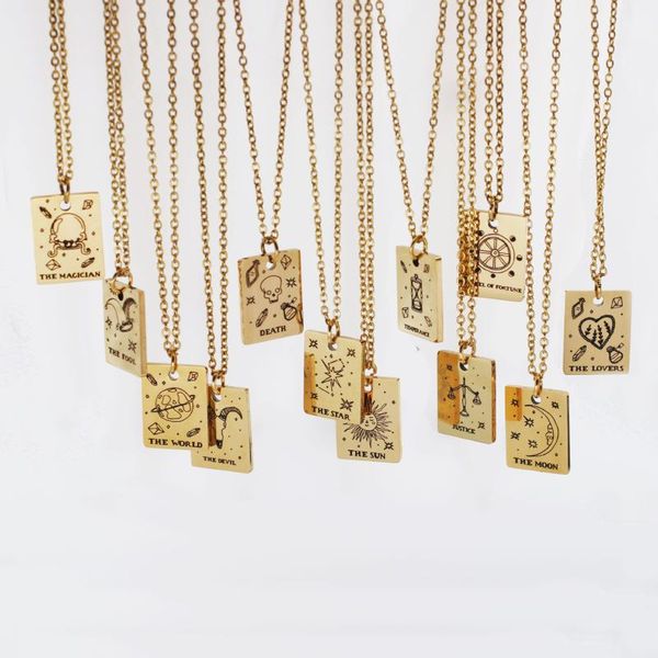 pendant necklaces tarot card necklace temperance lovers justice devil major arcana stainless steel jewelry party gift, Silver
pendant necklaces tarot card necklace temperance lovers justice devil major arcana stainless steel jewelry party gift, Silver
