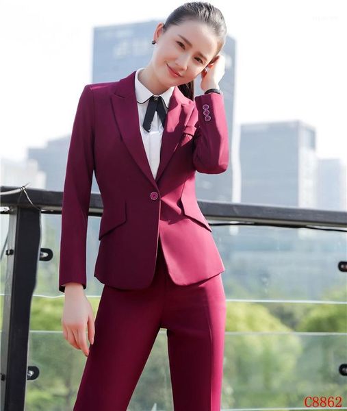 women's suits & blazers novelty fashion wine professional business with jackets and pants for women ladies office work wear pantsuits o, White;black