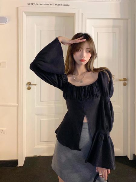 women's blouses & shirts coigarsam blouse women flare sleeve square collar blusas womens and, White
women's blouses & shirts coigarsam blouse women flare sleeve square collar blusas womens and, White