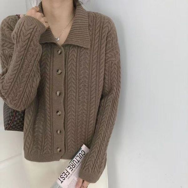 woman sweater jacket button solid color casual coat oversized knitted cardigan female turn-down collar sweater women, White;black
woman sweater jacket button solid color casual coat oversized knitted cardigan female turn-down collar sweater women, White;black