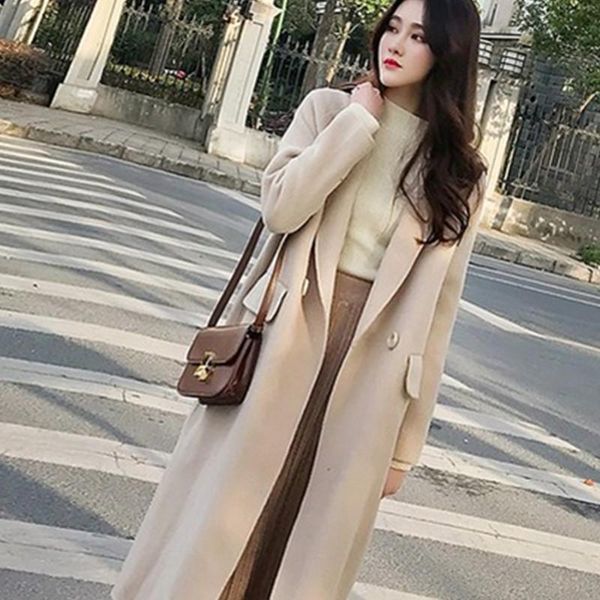 women's wool & blends woolen coat womens clothing autumn winter korean fashion mid-length loose retro elegant woman double sided jacket, Black
women's wool & blends woolen coat womens clothing autumn winter korean fashion mid-length loose retro elegant woman double sided jacket, Black