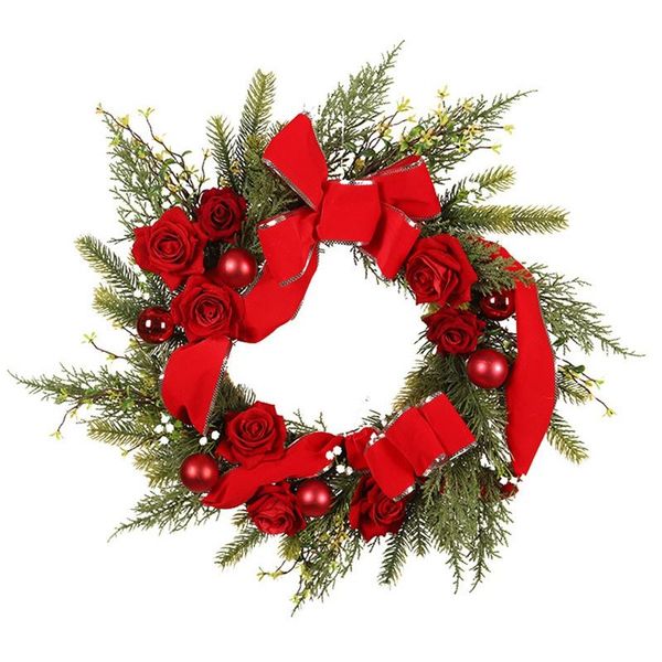 novelty items artificial pine wreath with red rose flower ribbon for front door wall window farmhouse home christmas decoration
novelty items artificial pine wreath with red rose flower ribbon for front door wall window farmhouse home christmas decoration